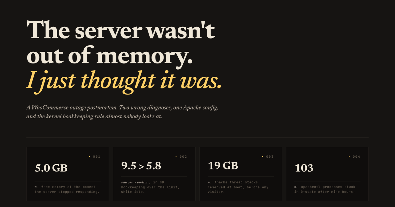 The server wasn't out of memory. I just thought it was.